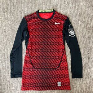 Men's Small Nike Pro Combat Long Sleeve Football Compression Shirt Dri Fit Red